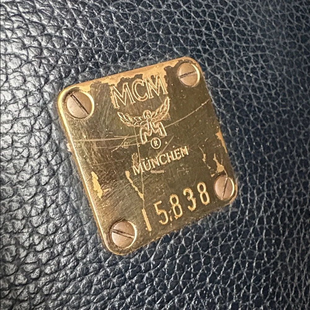 MCM Black Leather Top-Handle Satchel with Gold Hardware - Picture 6 of 13